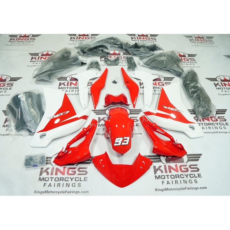 Honda CBR125R Fairings (2011-2016) Red, White #93 Tank Cover: No Bolt Kit: $29.99 Clear Windscreen: Free