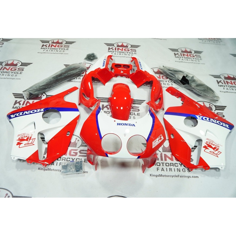 Honda CBR250 MC22 (1990-1998) Red, White, Blue Stripe Fairings Clear Windscreen: Free Bolt Kit: No
