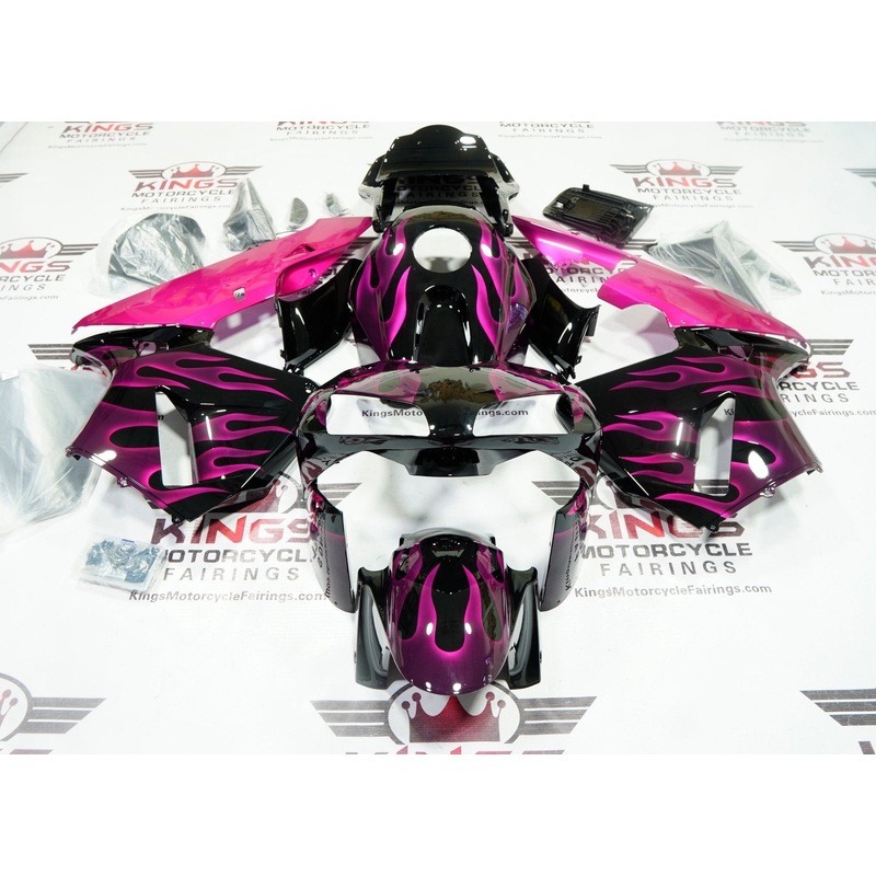 Honda CBR600RR (2003-2004) Pink Flames, Black Fairings No Seat Cowl No Bolt Kit No Tank