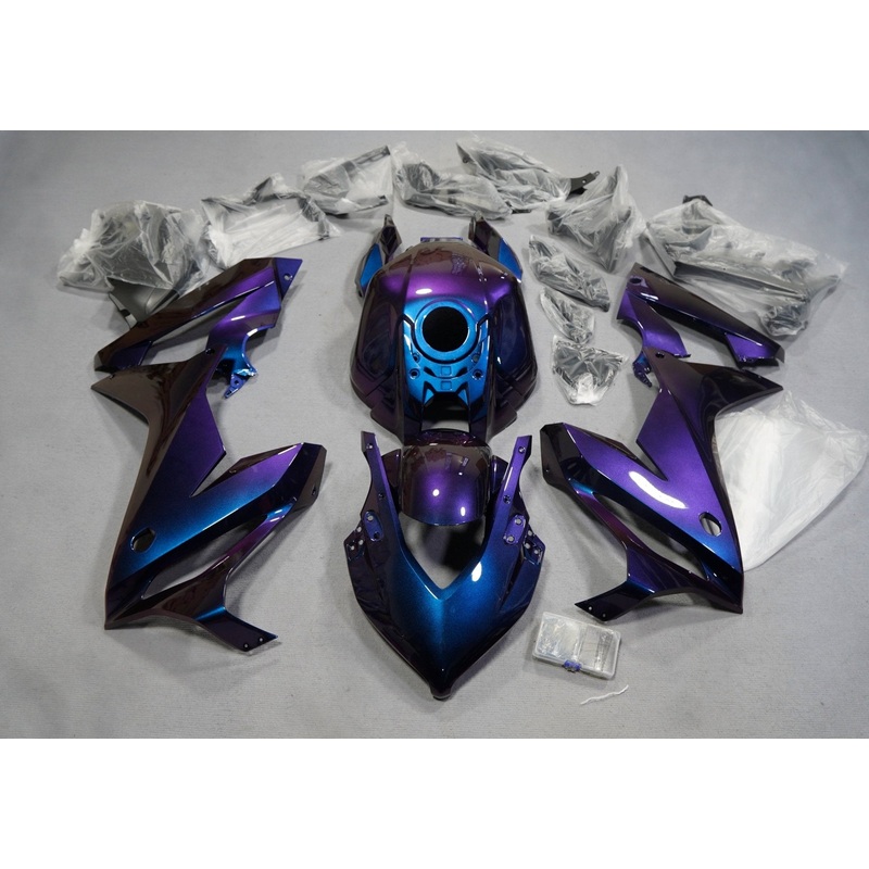 Honda CBR650R Fairings (2021-2023) Purple, Blue Chameleon No Tank No Bolt Kit Free Clear Windscreen