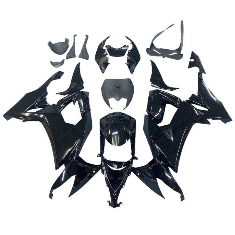 Kawasaki ZX10R Fairings (2008-2010) All Black Clear Windscreen: Free No Seat Cowl No Bolt Kit