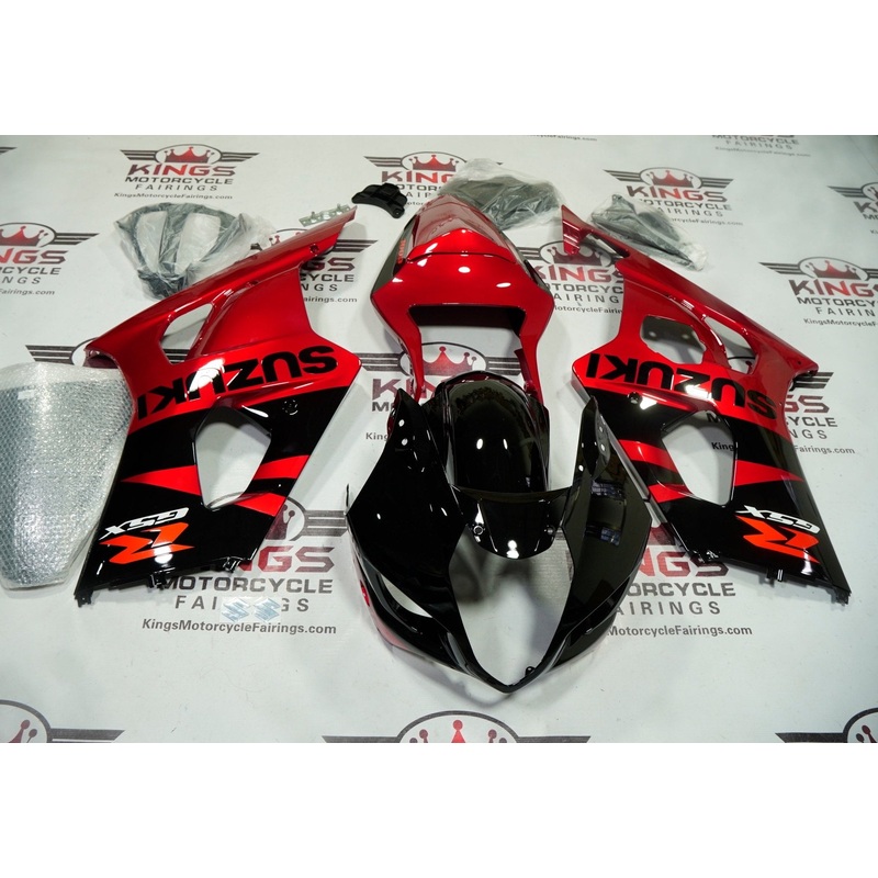 Suzuki GSXR1000 (2003-2004) Black, Candy Red Fairings Clear Windscreen: Free No Seat Cowl No Bolt Kit