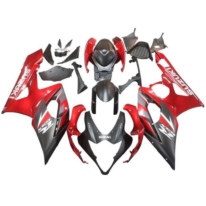 Suzuki GSXR1000 (2005-2006) Matte Black, Gloss Red Fairings No Seat Cowl No Bolt Kit No Tank