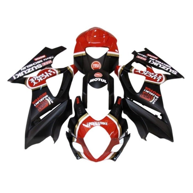 Suzuki GSXR1000 (2005-2006) Matte Black, Gloss Red, Lucky Strike Fairings No Seat Cowl No Bolt Kit No Tank