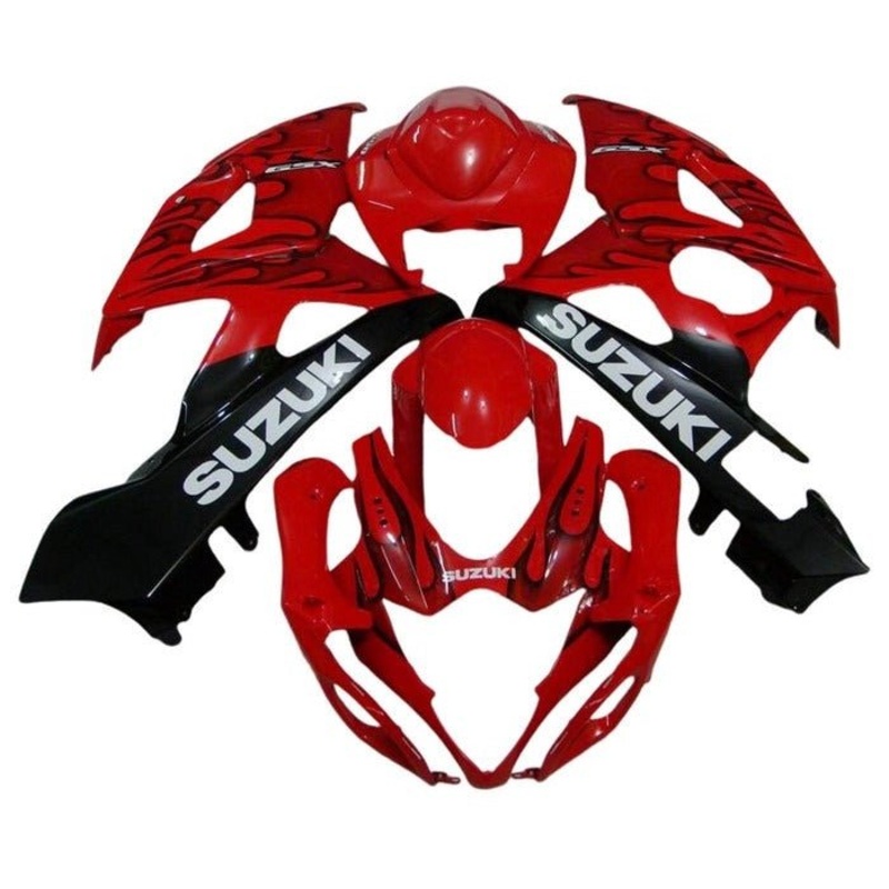 Suzuki GSXR1000 (2005-2006) Red, Black, White, Flames Fairings No Seat Cowl No Bolt Kit No Tank