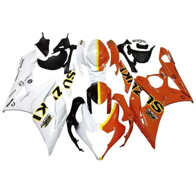 Suzuki GSXR1000 (2005-2006) White, Orange, Yellow Split Fairings No Seat Cowl No Bolt Kit No Tank