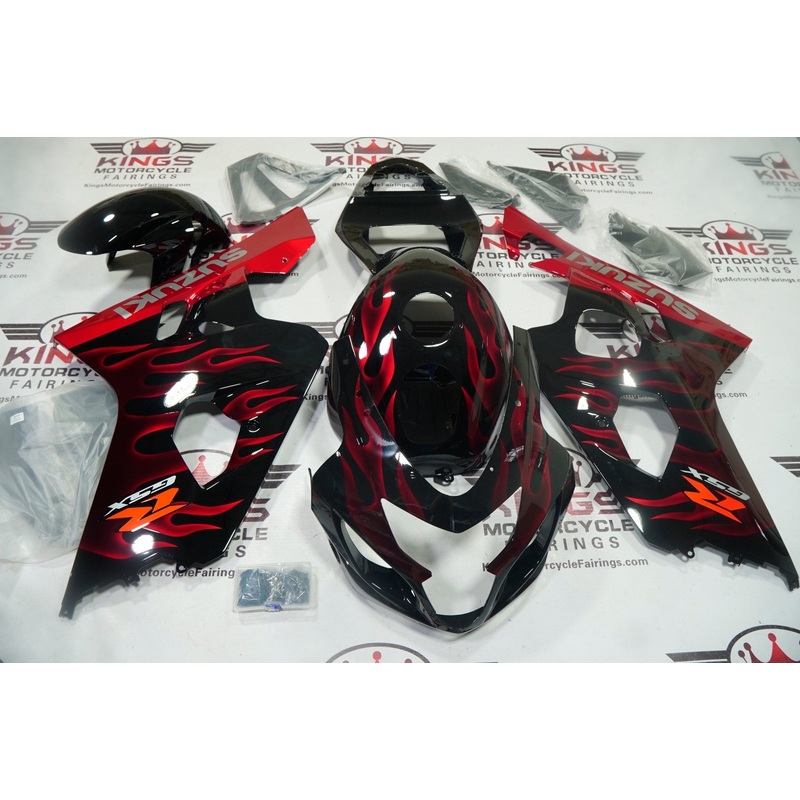 Suzuki GSXR750 (2000-2003) Red Flames, Black Fairings No Seat Cowl No Bolt Kit No Tank