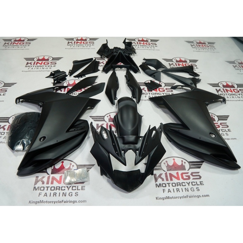Yamaha FZ6R Fairings (2009-2015) All Black No Bolt Kit Clear Windscreen: Free No Seat Cowl