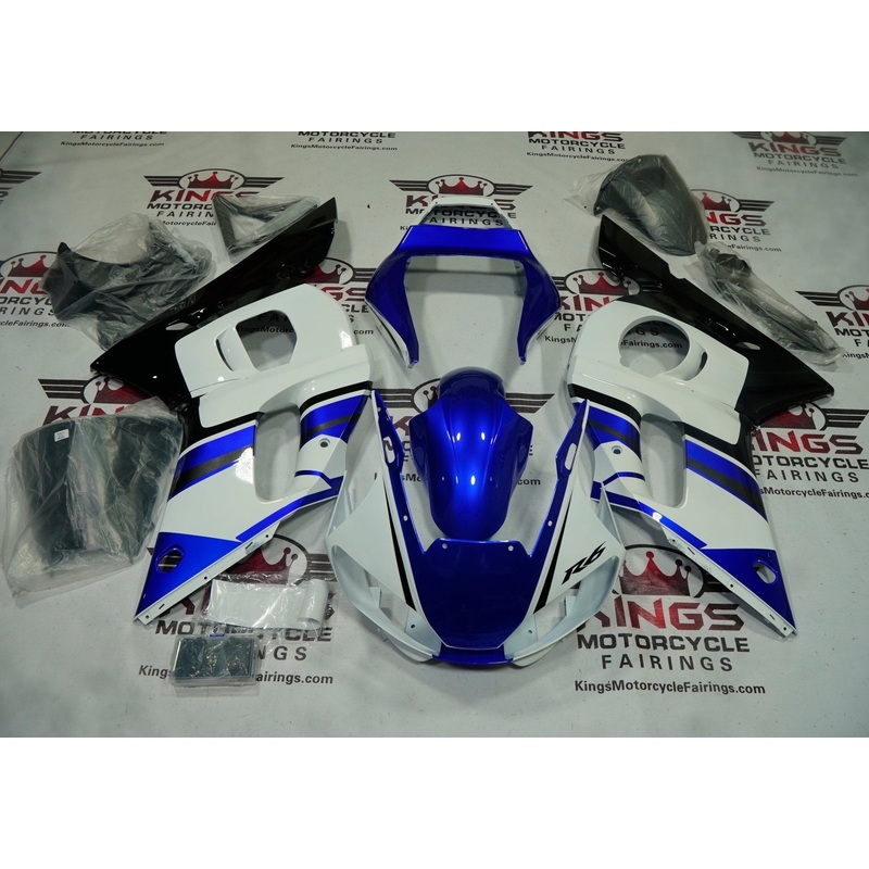 Yamaha YZF-R6 (1998-2002) White, Blue, Black, Gray Fairings Clear Windscreen: Free No Bolt Kit