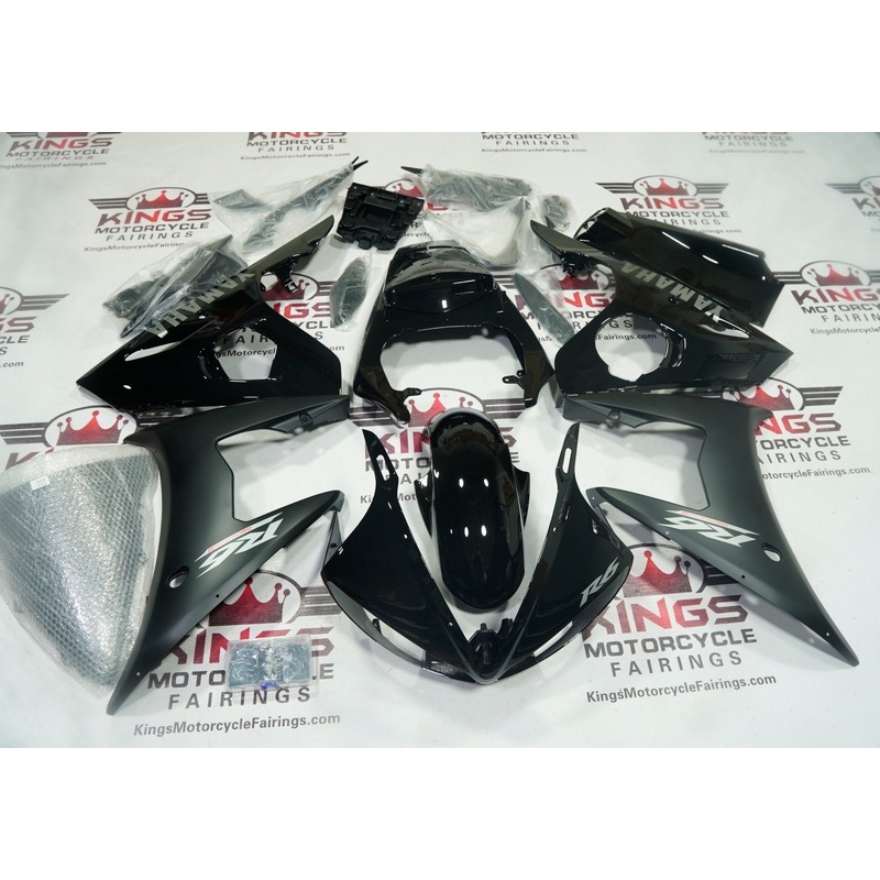 Yamaha YZF-R6 (2003-2004) Black, Matte Black, Gray Fairings Clear Windscreen: Free No Seat Cowl No Bolt Kit