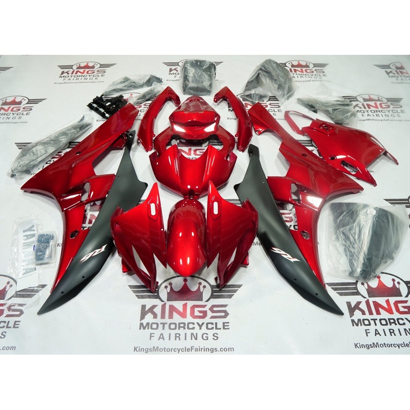 Yamaha YZF-R6 (2006-2007) Candy Apple Red, Matte Black Fairings No Seat Cowl No Bolt Kit No Tank