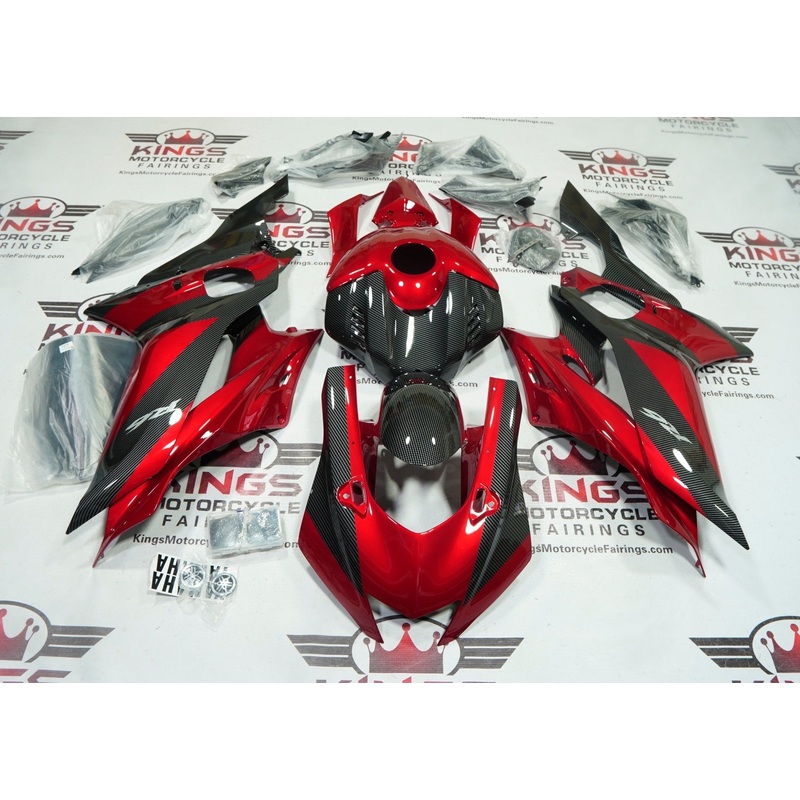 YAMAHA YZF-R6 (2017-2022) Red Candy, Faux Carbon Fiber Fairings No Seat Cowl No Bolt Kit No Tank