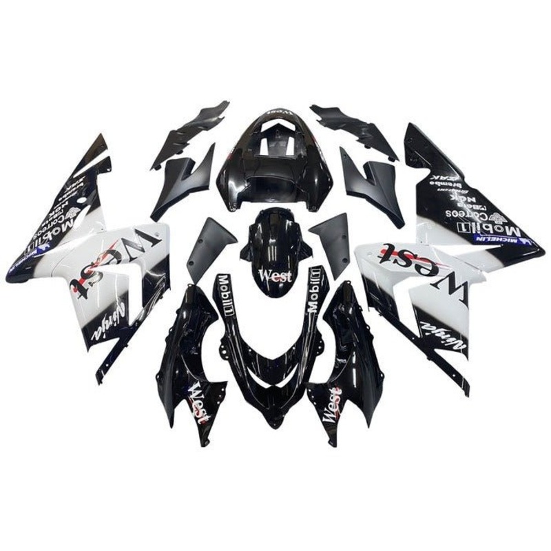 Fairing kit for a Kawasaki ZX10R (2004-2005) Black, White Mobile1 No Seat Cowl No Bolt Kit No Tank