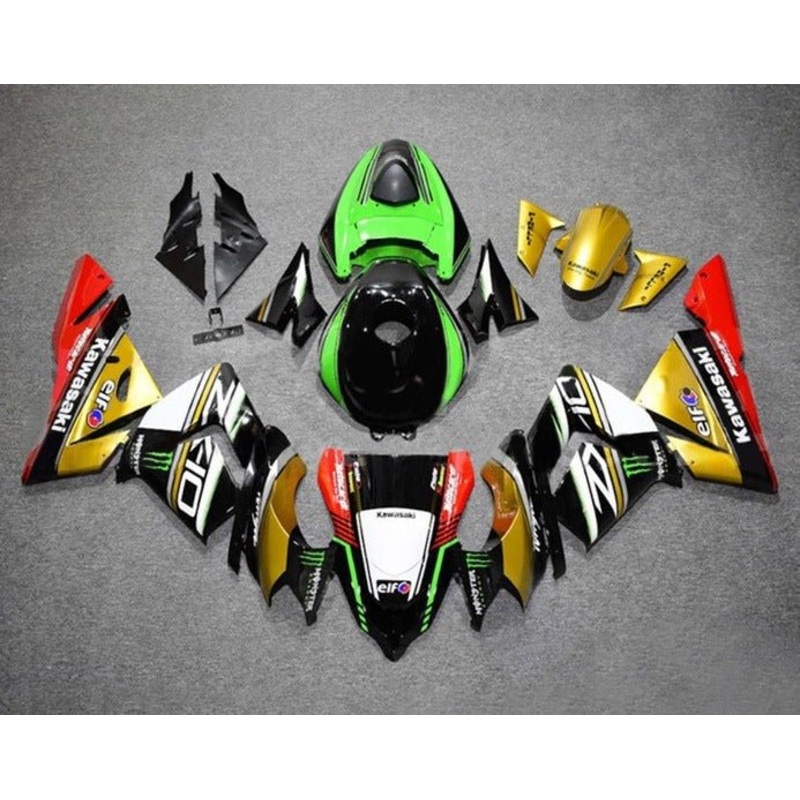 Fairing kit for a Kawasaki ZX10R (2004-2005) Gold, Black, Green, White, Red No Seat Cowl No Bolt Kit No Tank