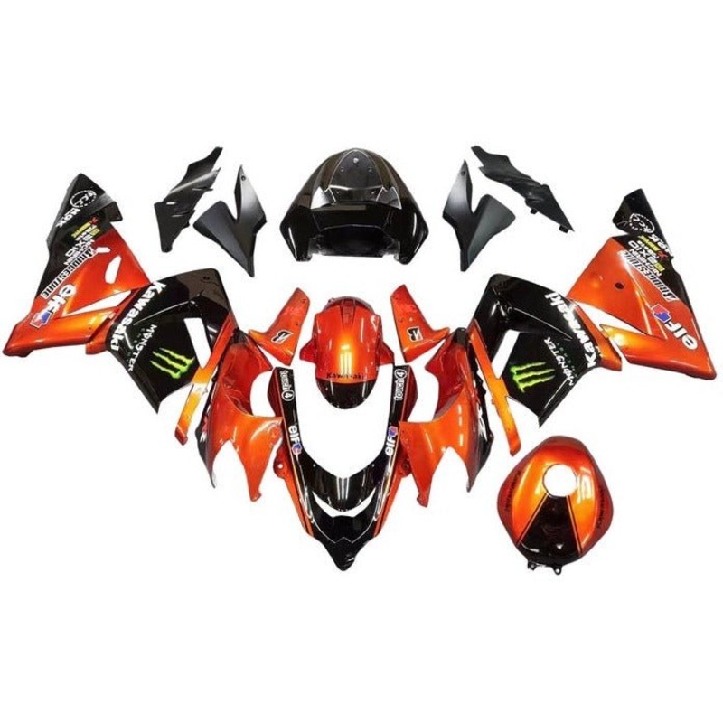 Fairing kit for a Kawasaki ZX10R (2004-2005) Orange, Black Monster No Seat Cowl No Bolt Kit No Tank