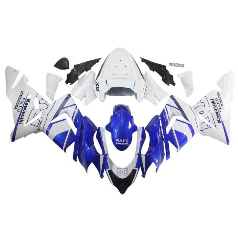 Fairing kit for a Kawasaki ZX10R (2004-2005) White, Blue DC No Seat Cowl No Bolt Kit No Tank