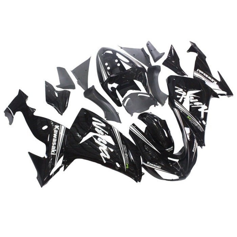 Fairing kit for a Kawasaki ZX10R (2006-2007) Black, White Stripe Clear Windscreen: Free No Seat Cowl No Bolt Kit