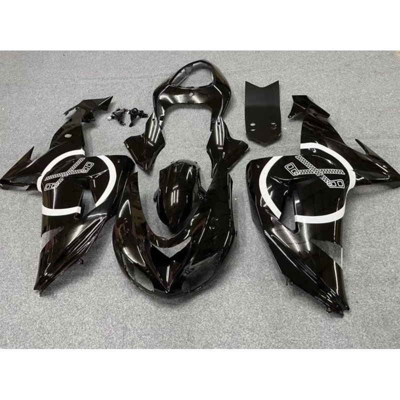Fairing kit for a Kawasaki ZX10R (2006-2007) Black, White, Zipper Clear Windscreen: Free No Seat Cowl No Bolt Kit