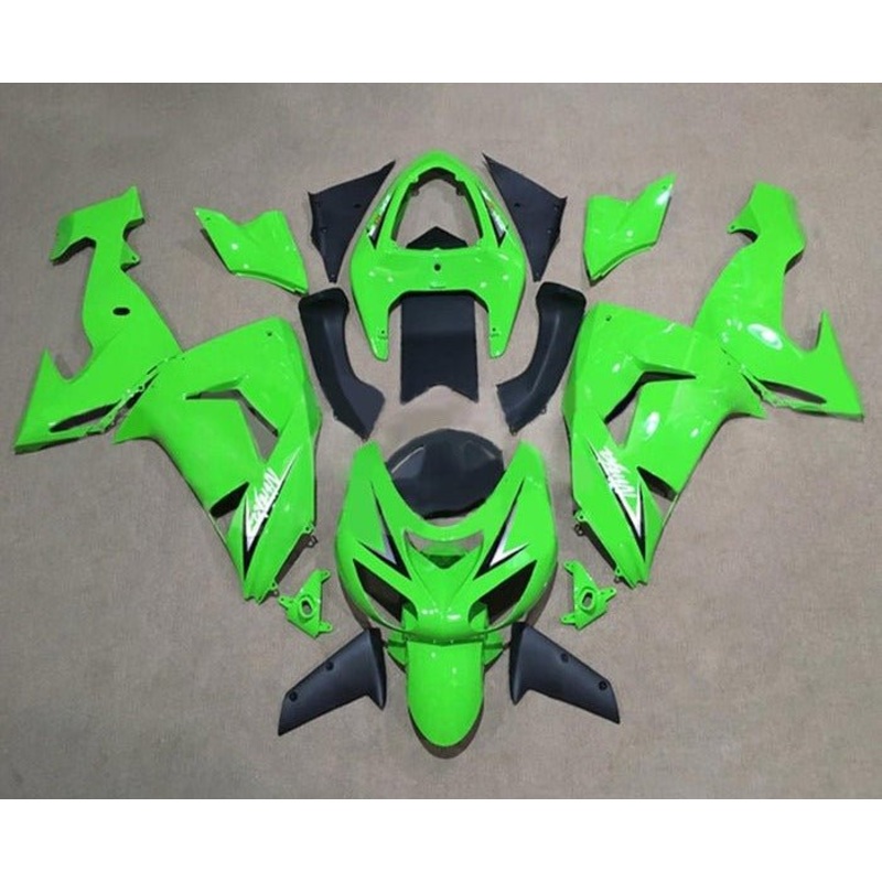 Fairing kit for a Kawasaki ZX10R (2006-2007) Green, Black, White, Angles Clear Windscreen: Free No Seat Cowl No Bolt Kit