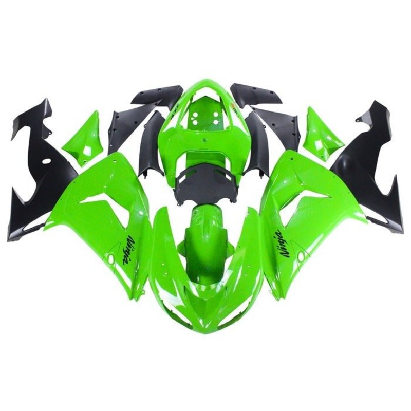Fairing kit for a Kawasaki ZX10R (2006-2007) Green, Gloss Black Clear Windscreen: Free No Seat Cowl No Bolt Kit