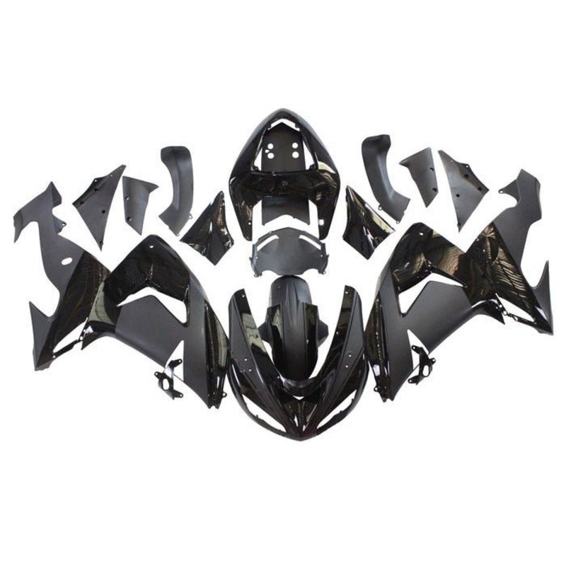 Fairing kit for a Kawasaki ZX10R (2006-2007) Matte Black, Gloss Black Clear Windscreen: Free No Seat Cowl No Bolt Kit