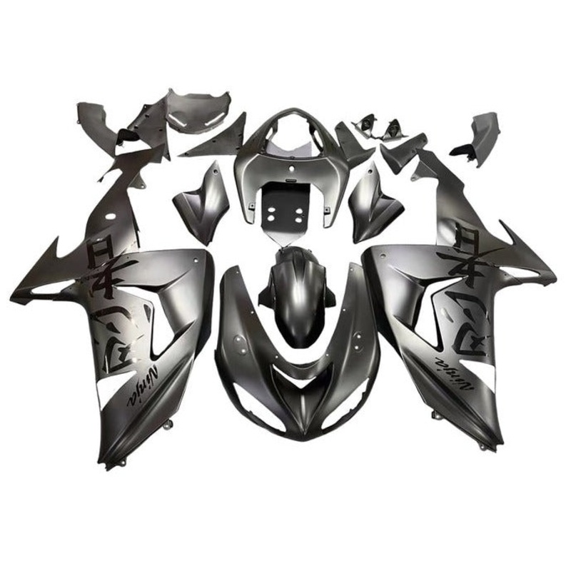 Fairing kit for a Kawasaki ZX10R (2006-2007) Matte Black, White, Black Symbols Clear Windscreen: Free No Seat Cowl No Bolt Kit