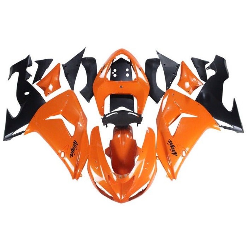 Fairing kit for a Kawasaki ZX10R (2006-2007) Orange, Black Clear Windscreen: Free No Seat Cowl No Bolt Kit