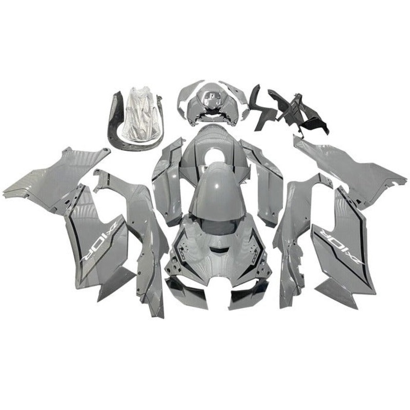 Fairings for Kawasaki Ninja ZX10R (2021-2025) Nardo Gray, Black No Tank No Seat Cowl No Bolt Kit