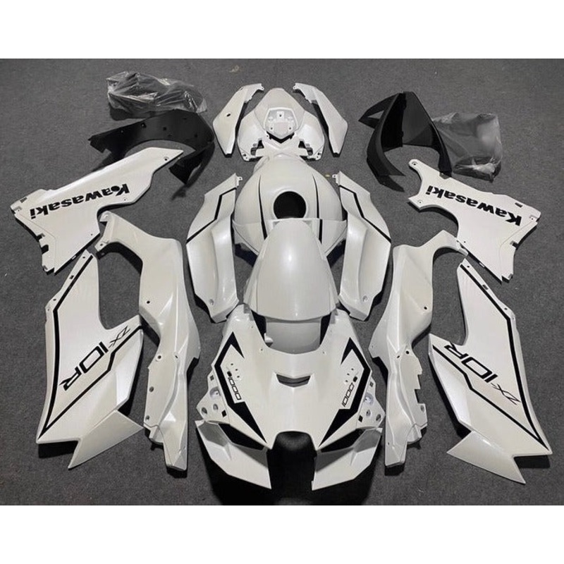 Fairings for Kawasaki Ninja ZX10R (2021-2025) White, Black Line No Tank No Seat Cowl No Bolt Kit
