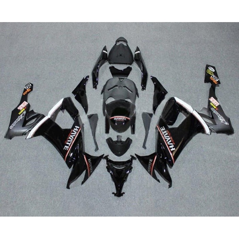 Kawasaki ZX10R Fairings (2008-2010) Black, Red, White, Hayate Clear Windscreen: Free No Seat Cowl No Bolt Kit