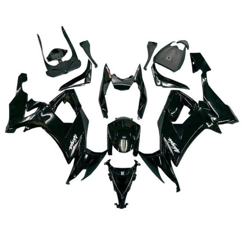 Kawasaki ZX10R Fairings (2008-2010) Gloss Black Clear Windscreen: Free No Seat Cowl No Bolt Kit