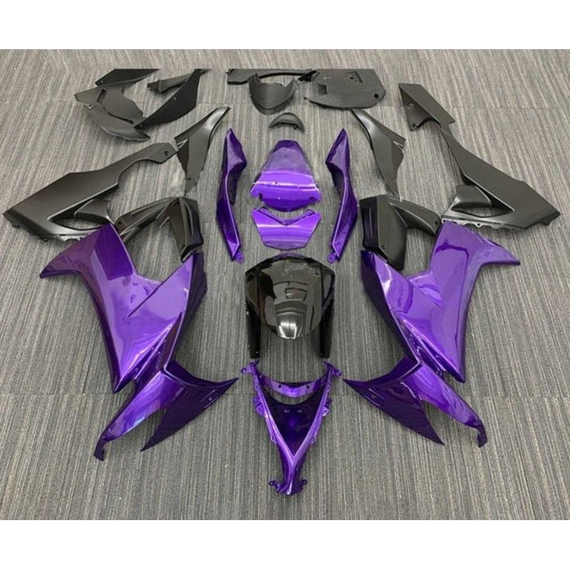 Kawasaki ZX10R Fairings (2008-2010) Purple, Black, Matte Black Clear Windscreen: Free No Seat Cowl No Bolt Kit