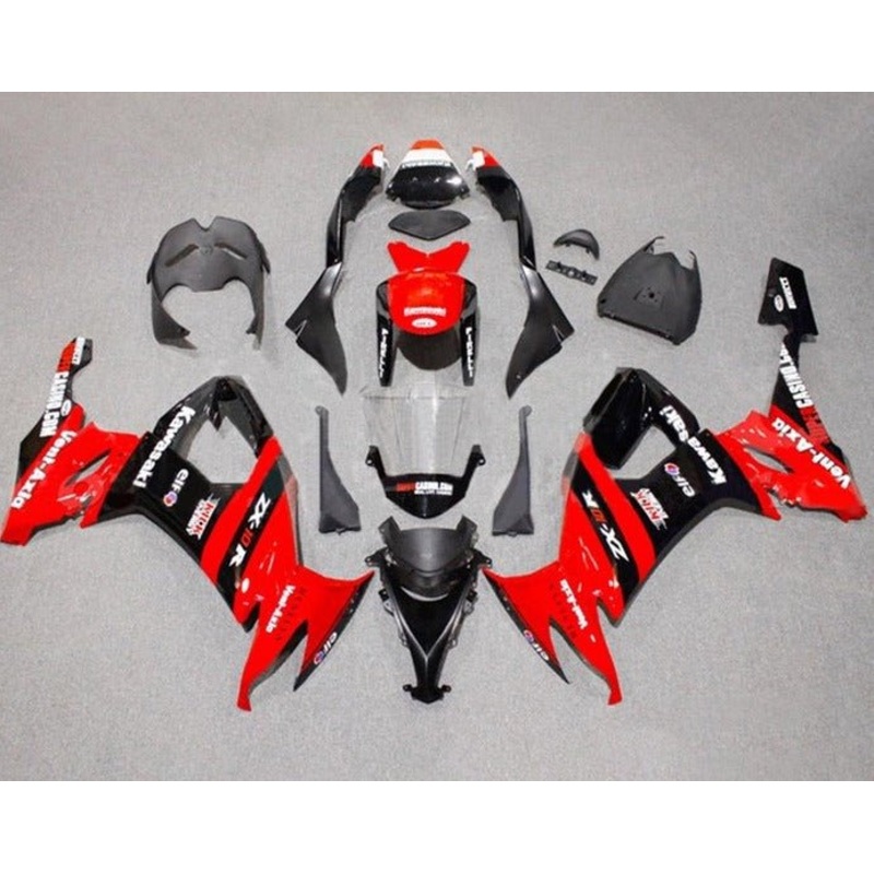 Kawasaki ZX10R Fairings (2008-2010) Red, Black, White, Elf Clear Windscreen: Free No Seat Cowl No Bolt Kit