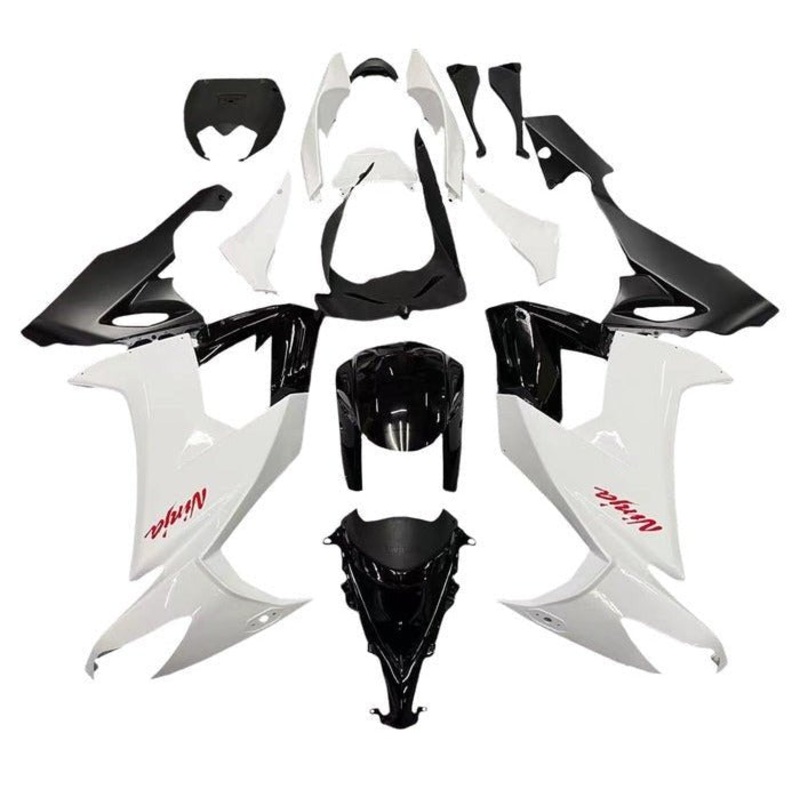 Kawasaki ZX10R Fairings (2008-2010) White, Black, Matte Black, Red Clear Windscreen: Free No Seat Cowl No Bolt Kit