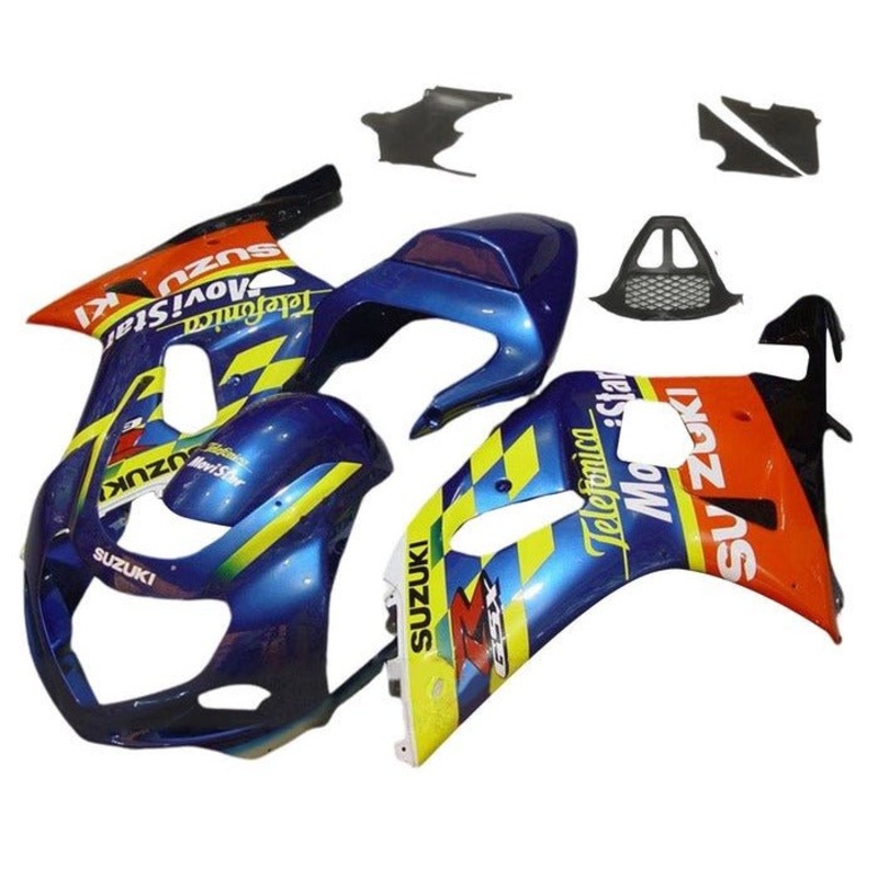 Suzuki GSXR1000 (2000-2002) Blue, Yellow Telefonica Fairings No Seat Cowl No Bolt Kit No Tank Cover