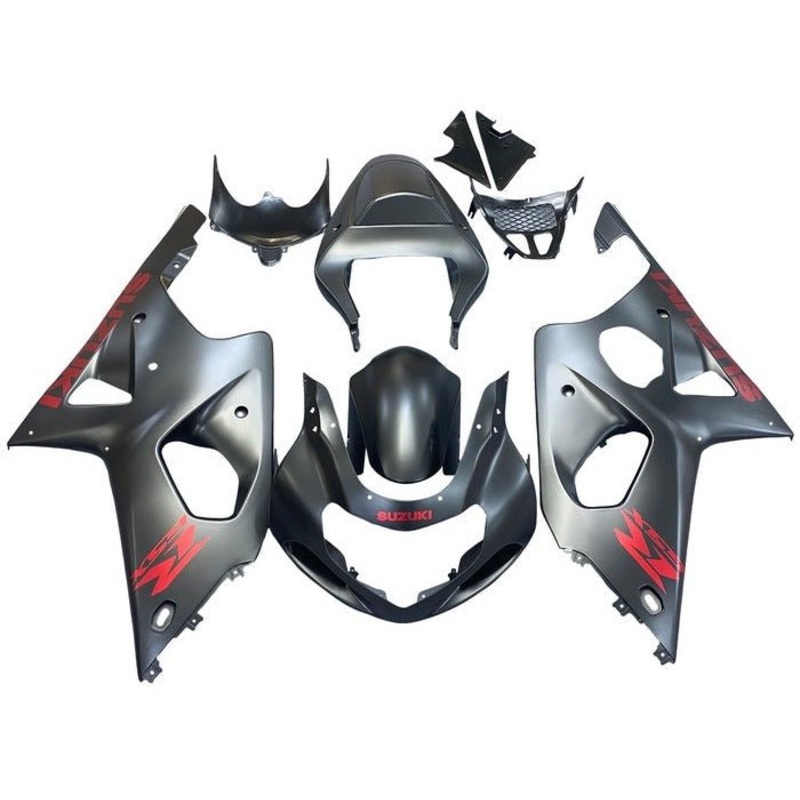 Suzuki GSXR1000 (2000-2002) Matte Black, Red Fairings No Seat Cowl No Bolt Kit No Tank Cover