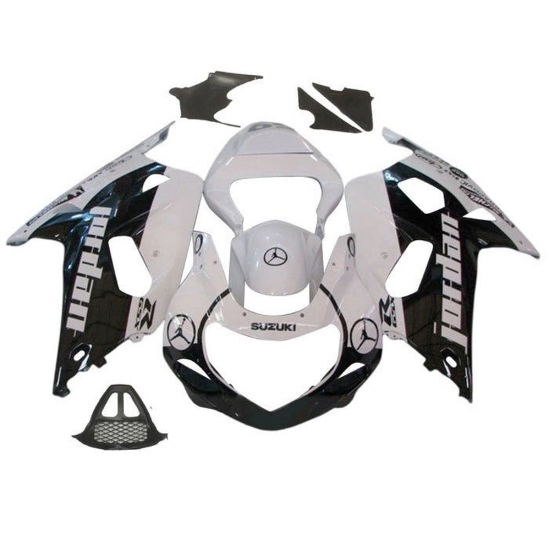 Suzuki GSXR1000 (2000-2002) White, Black Jordan Fairings No Seat Cowl No Bolt Kit No Tank Cover