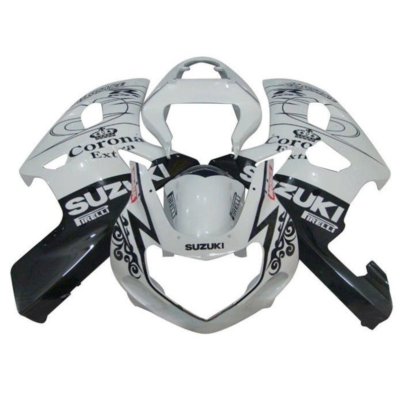 Suzuki GSXR1000 (2000-2002) White, Black Tribal Fairings No Seat Cowl No Bolt Kit No Tank Cover