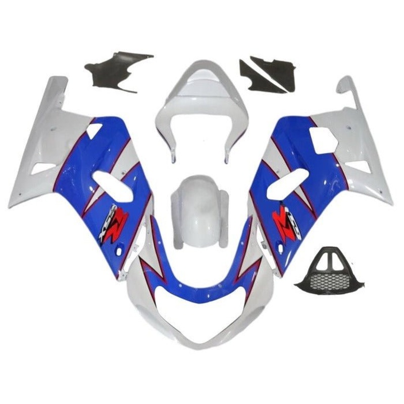Suzuki GSXR1000 (2000-2002) White, Blue, Red Pinstripe Fairings No Seat Cowl No Bolt Kit No Tank Cover