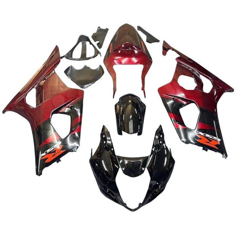 Suzuki GSXR1000 (2003-2004) Black, Dark Red Fairings Clear Windscreen: Free No Seat Cowl No Bolt Kit