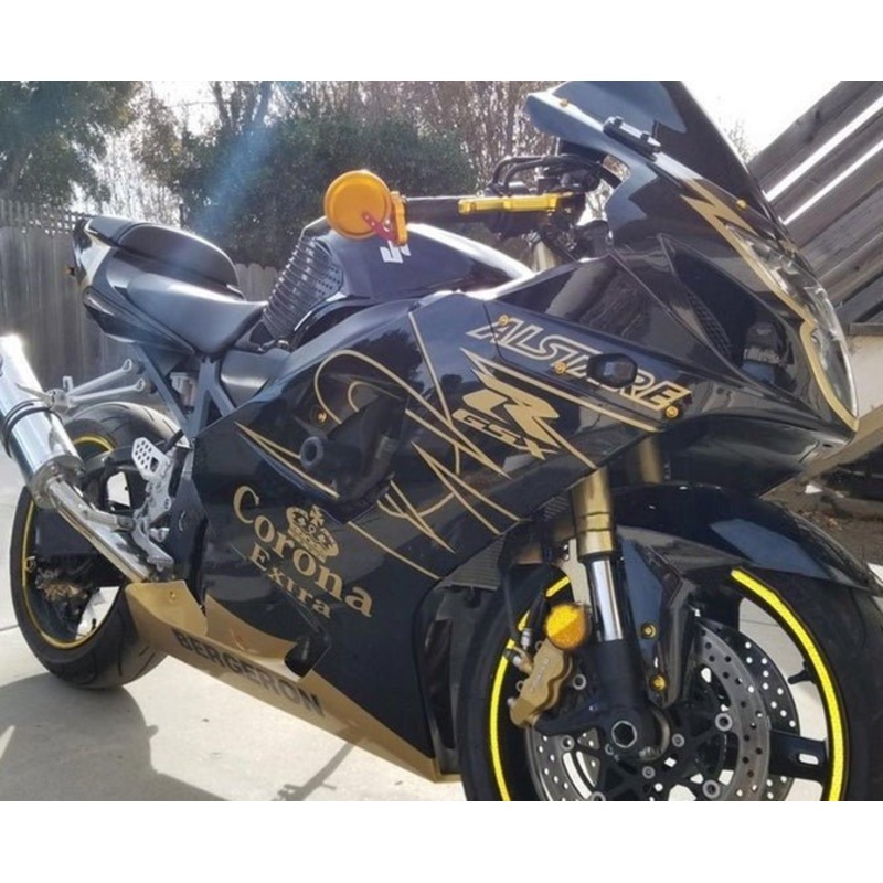 Suzuki GSXR1000 (2003-2004) Black, Gold Corona Fairings Clear Windscreen: Free No Seat Cowl No Bolt Kit