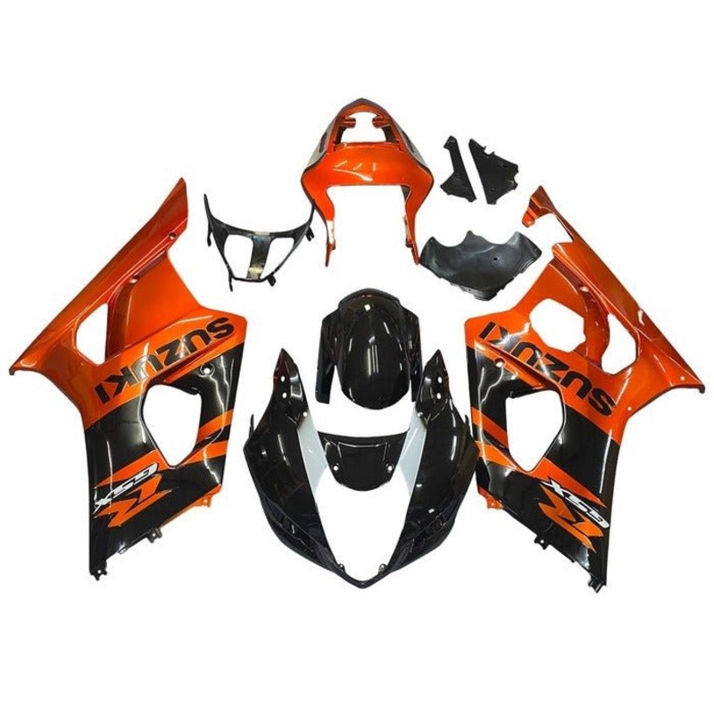 Suzuki GSXR1000 (2003-2004) Black, Rust Orange Fairings Clear Windscreen: Free No Seat Cowl No Bolt Kit