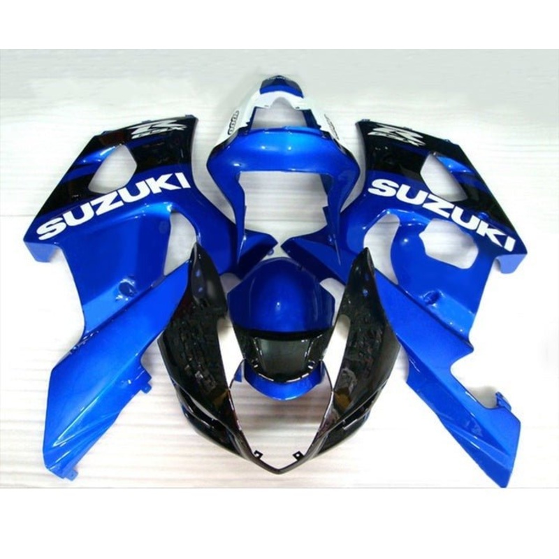 Suzuki GSXR1000 (2003-2004) Blue, Black, White Fairings Clear Windscreen: Free No Seat Cowl No Bolt Kit