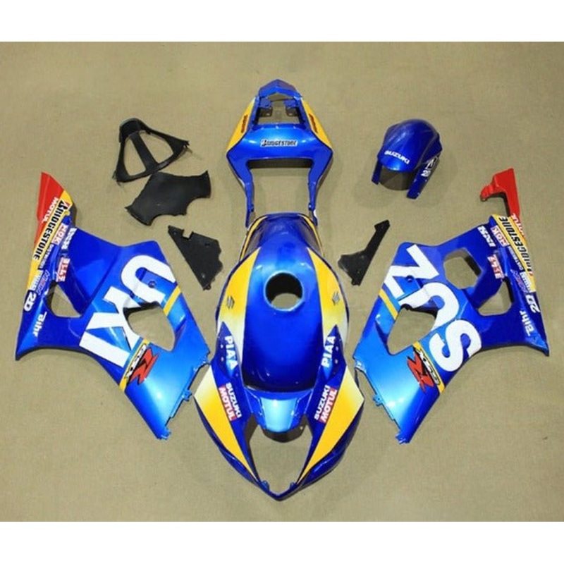 Suzuki GSXR1000 (2003-2004) Blue, Yellow, White Motul Fairings Clear Windscreen: Free No Seat Cowl No Bolt Kit