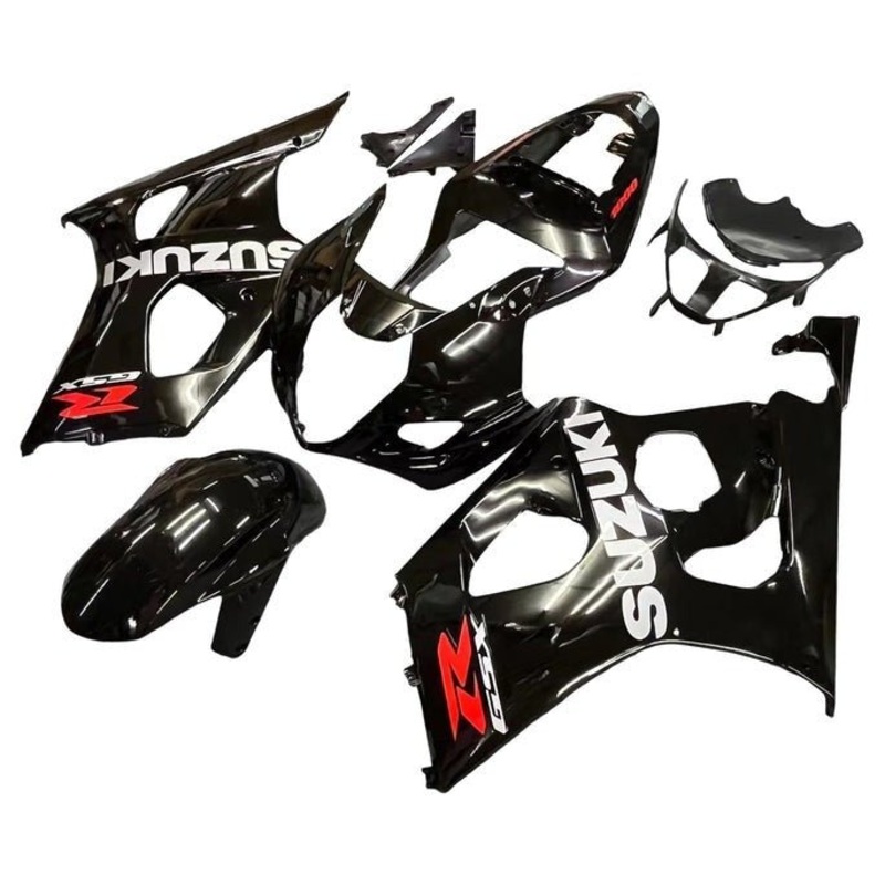 Suzuki GSXR1000 (2003-2004) Gloss Black, White, Red Fairings Clear Windscreen: Free No Seat Cowl No Bolt Kit