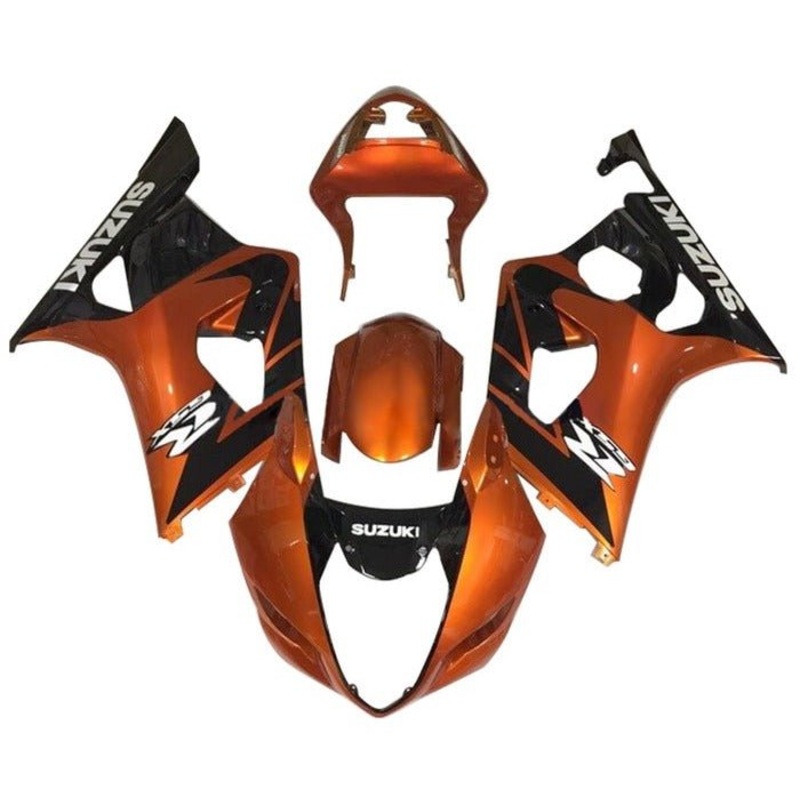 Suzuki GSXR1000 (2003-2004) Orange, Black, White Fairings Clear Windscreen: Free No Seat Cowl No Bolt Kit