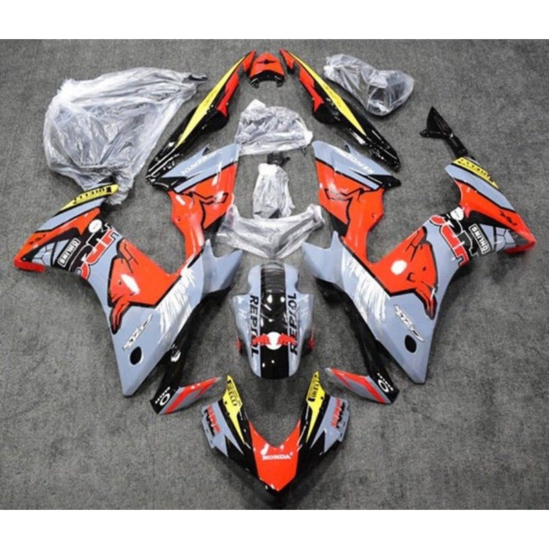 Honda CBR500R (2013-2015) Gray, Red, Bull Fairings No Seat Cowl No Bolt Kit No Tank