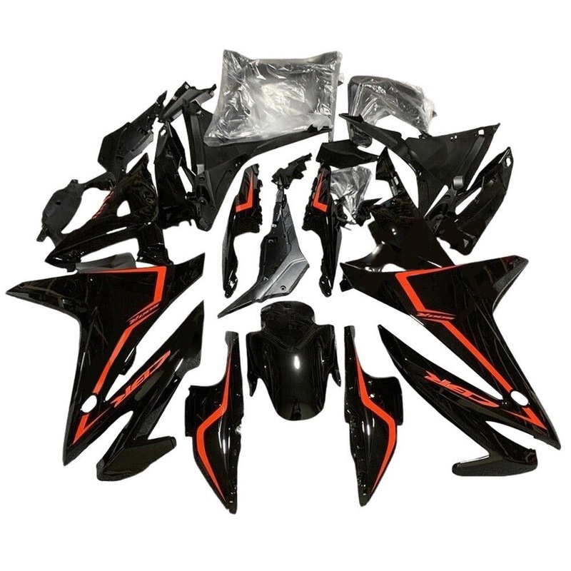 Honda CBR500R (2016-2018) Black, Red Stripe Fairings No Seat Cowl No Bolt Kit No Tank