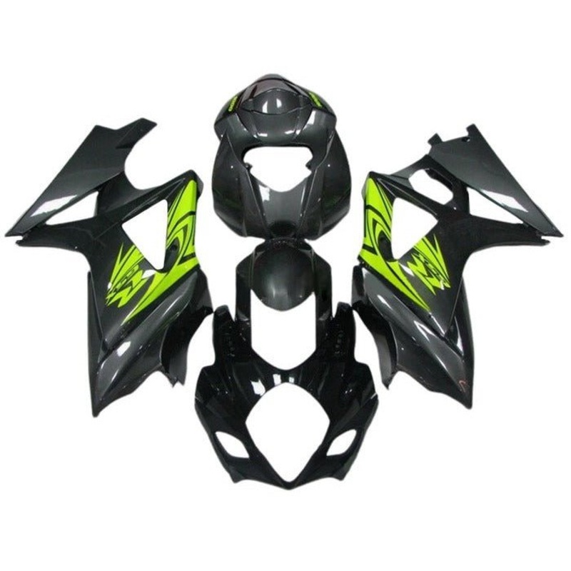 Suzuki GSXR1000 (2007-2008) Black, Dark Gray, Neon Yellow Fairings No Seat Cowl No Bolt Kit No Tank