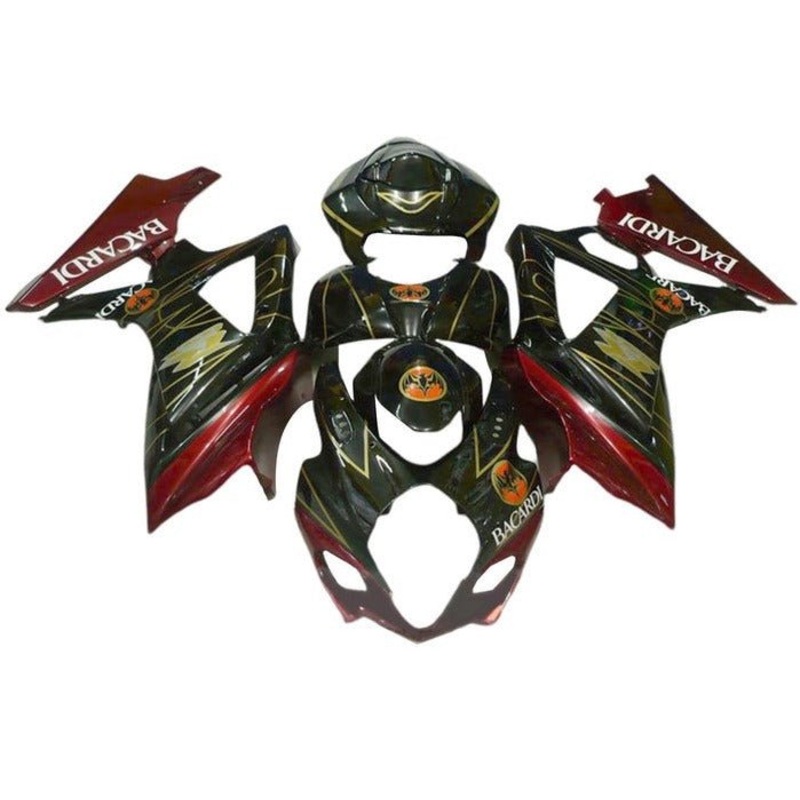 Suzuki GSXR1000 (2007-2008) Black, Red, Gold Bacardi Fairings No Seat Cowl No Bolt Kit No Tank